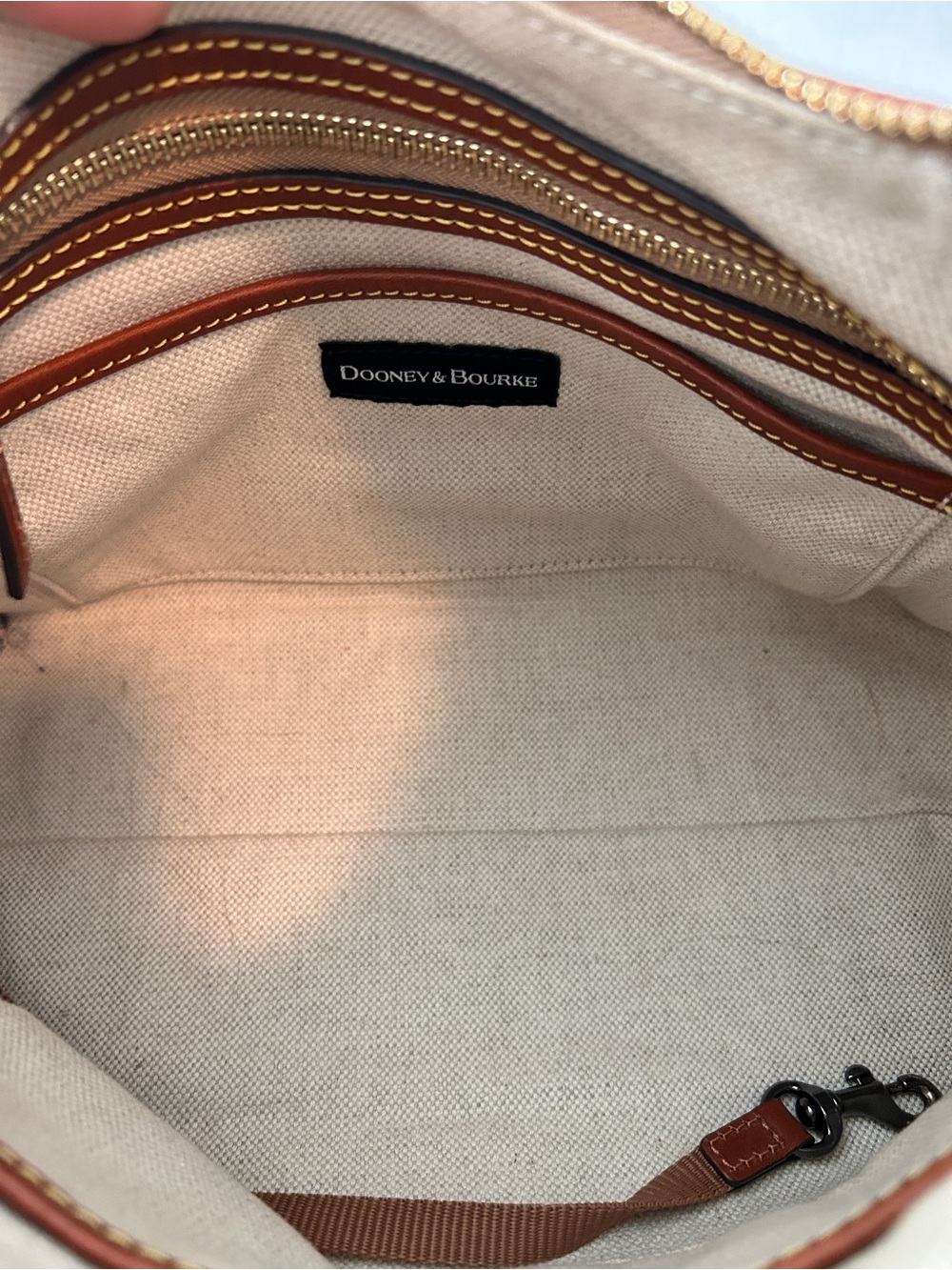 Dooney & Bourke Gray Pebble Leather Shoulder Bag with Brown Trim - Picture 4 of 4